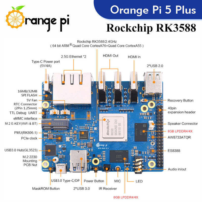 Orange Pi 5 Plus  Single Board - Orange Pi 5 Plus 32Gb review and price