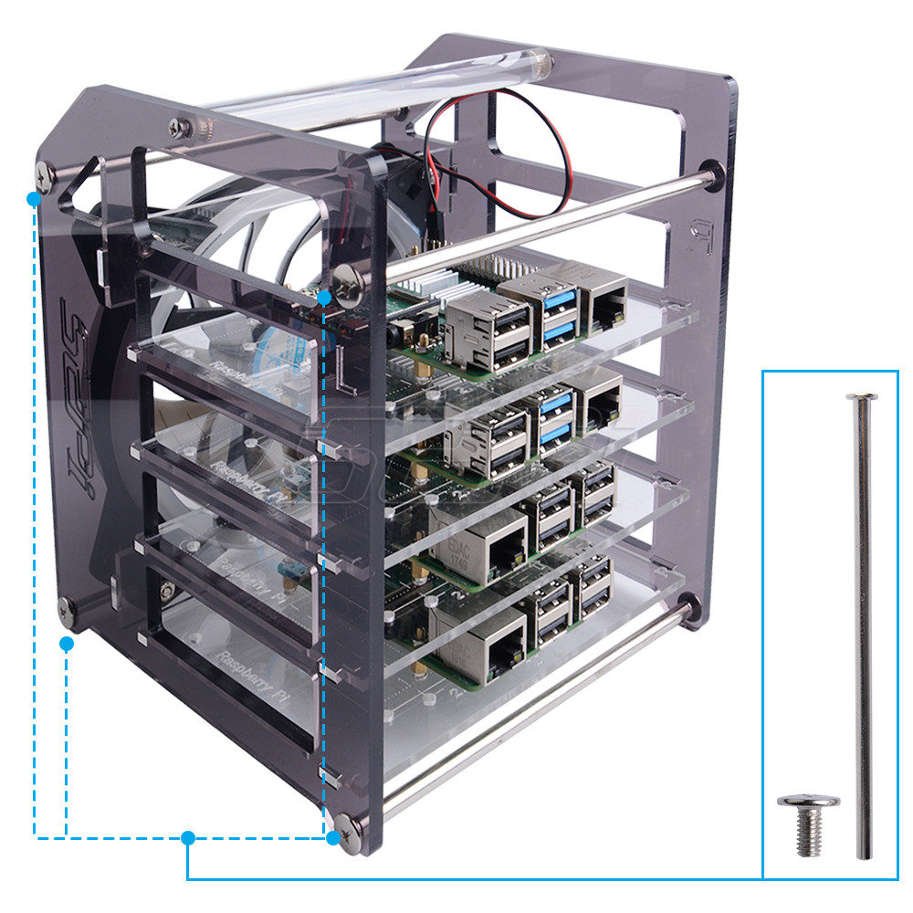 52Pi Rack Tower 4 Layer Acryli - Deskpi Super6C review and price